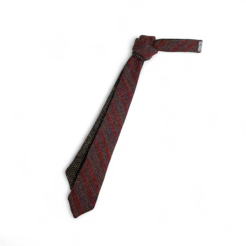 【美品】KENNETH FIELD × Fairfax ケネスフィールド フェアファックス / ツイードリバーシブルタイ ネクタイ