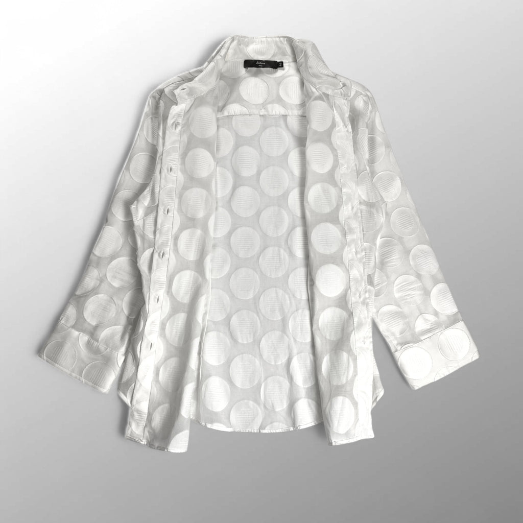 lculson ラクルソン / サークルジャガードシャツ ホワイト MADE IN ITALY SIZE：44