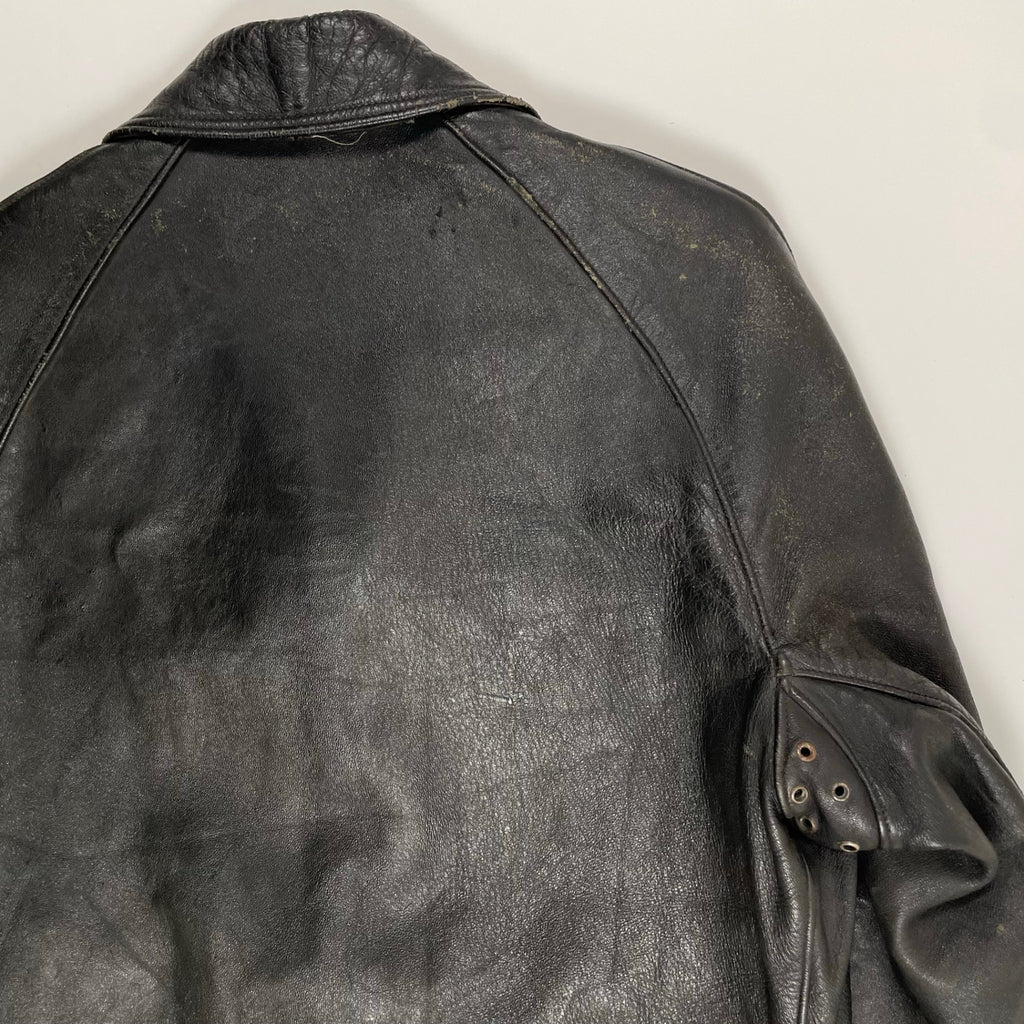 EURO VINTAGE ユーロヴィンテージ / 6-70s フレンチレザーカーコート ステアハイド デニム裏地 SIZE:M程度