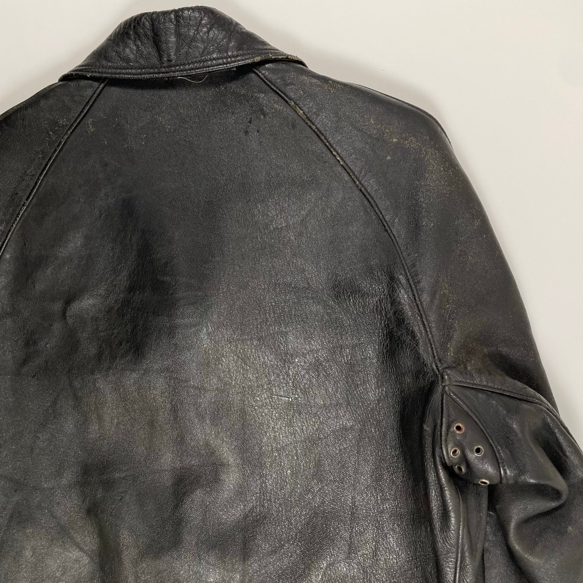 EURO VINTAGE ユーロヴィンテージ / 6-70s フレンチレザーカーコート ステアハイド デニム裏地 SIZE:M程度