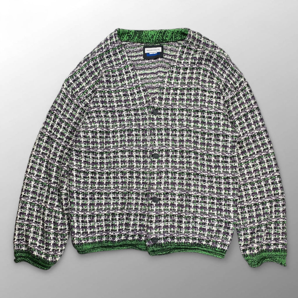 MAISON SPECIAL メゾンスぺシャル / TWEEDYプライムオーバーVネックニットカーディガン ツイード SIZE:01
