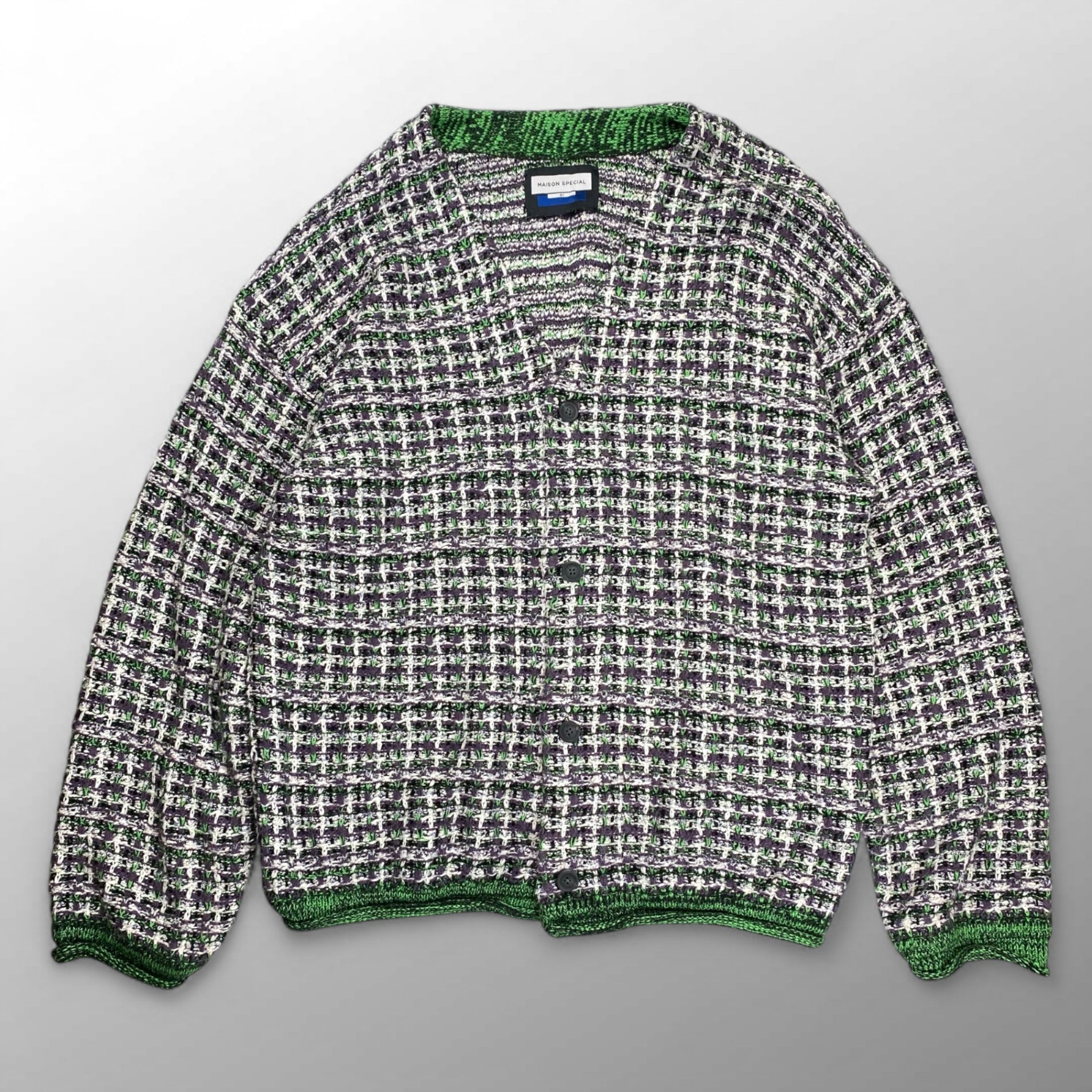 MAISON SPECIAL メゾンスぺシャル / TWEEDYプライムオーバーVネックニットカーディガン ツイード SIZE:01