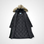 PRADA プラダ / RE- NYLON ダウンコート コヨーテファー ロップイヤー 参考定価：400,000程度 SIZE:M