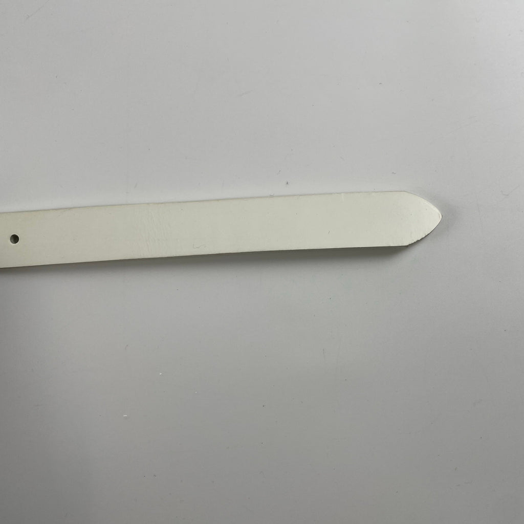 COMME des GARCONS HOMME PLUS コムデギャルソン オムプリュス / ホワイトレザーナローベルト PQ-K303 全長118cm 12穴 75-102.5cm