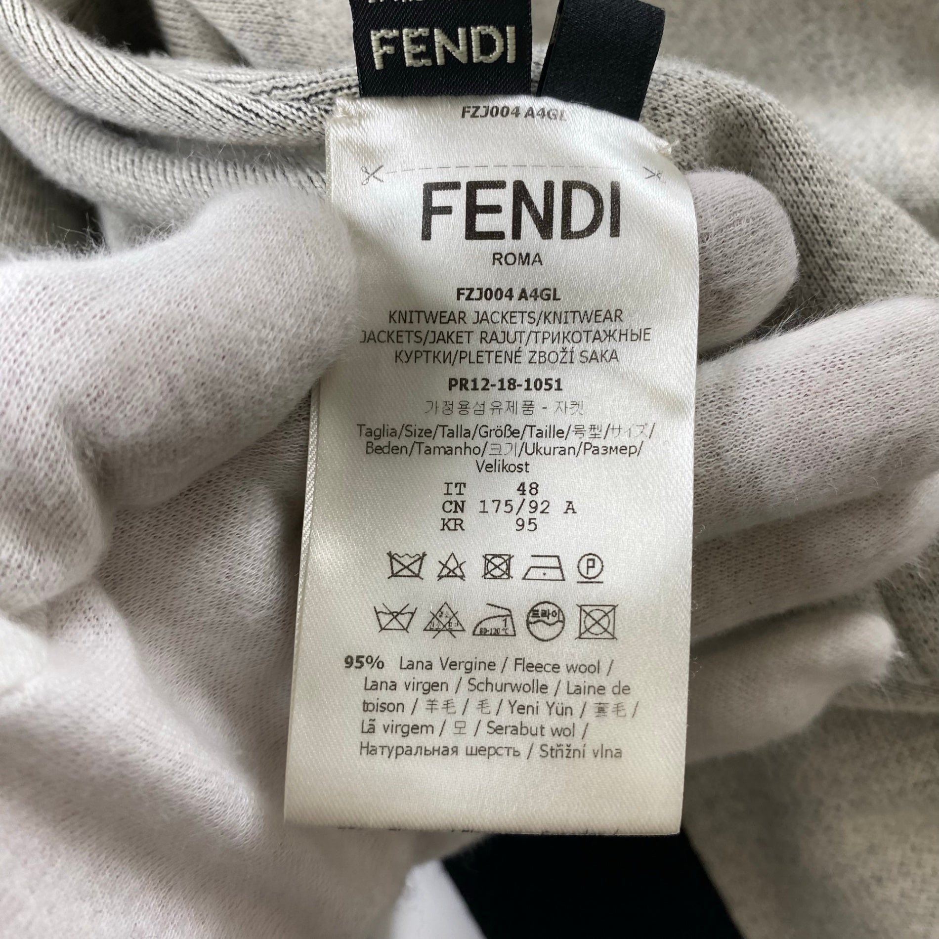 FENDI フェンディ / ニット バイカラー ジャガード ジャケット MADE IN ITALY SIZE:48（L程度）
