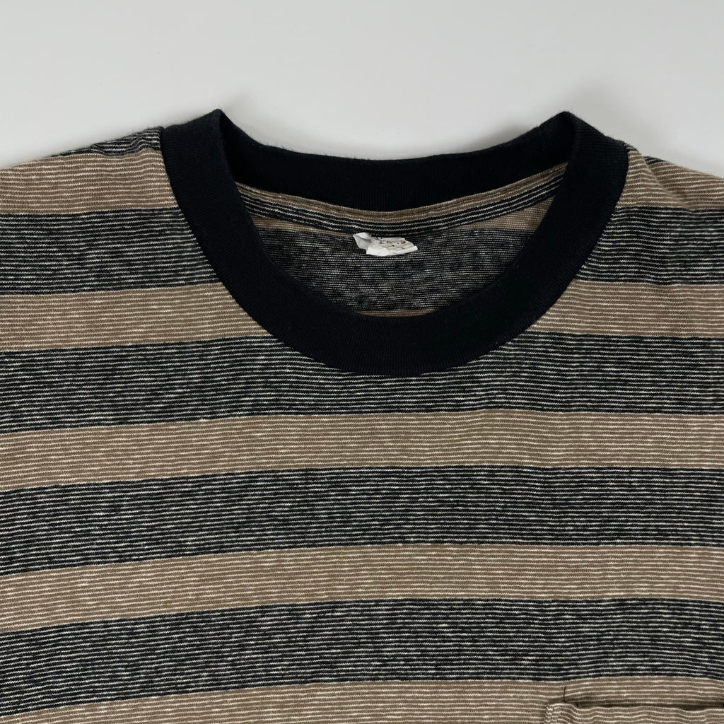 ENDS and MEANS / ボーダーTEE ブラウン×ブラック SIZE：M