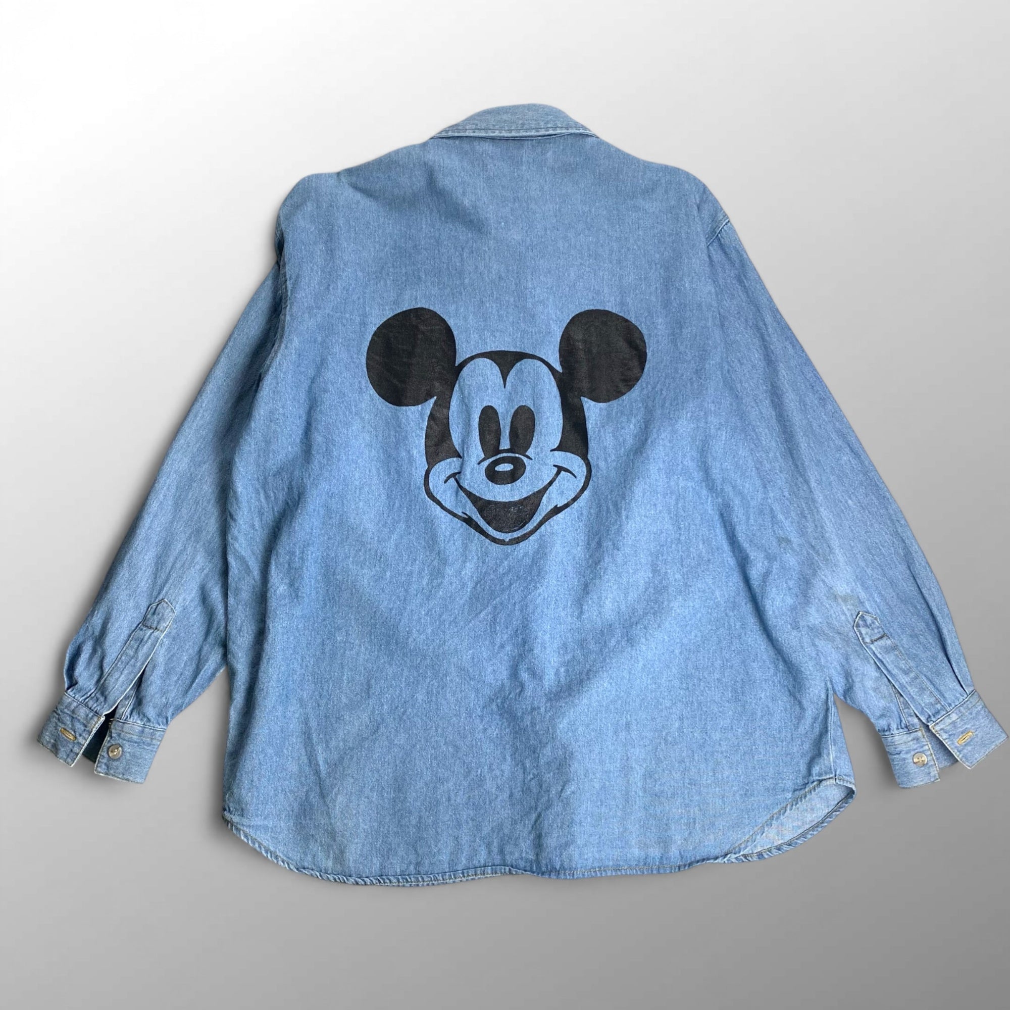 90年代 MICKEY UNLIMITED ディズニー ミッキー / ミッキープリント デニムシャツ ユニセックス SIZE：L