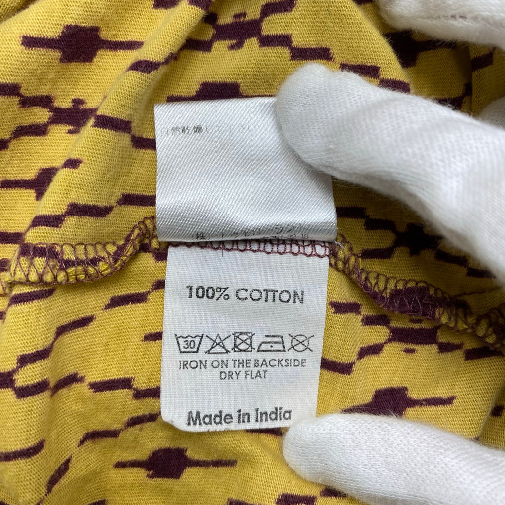 10SS DRIES VAN NOTEN ドリスヴァンノッテン / 総柄 コットンポロシャツ イエロー×パープル SIZE：S