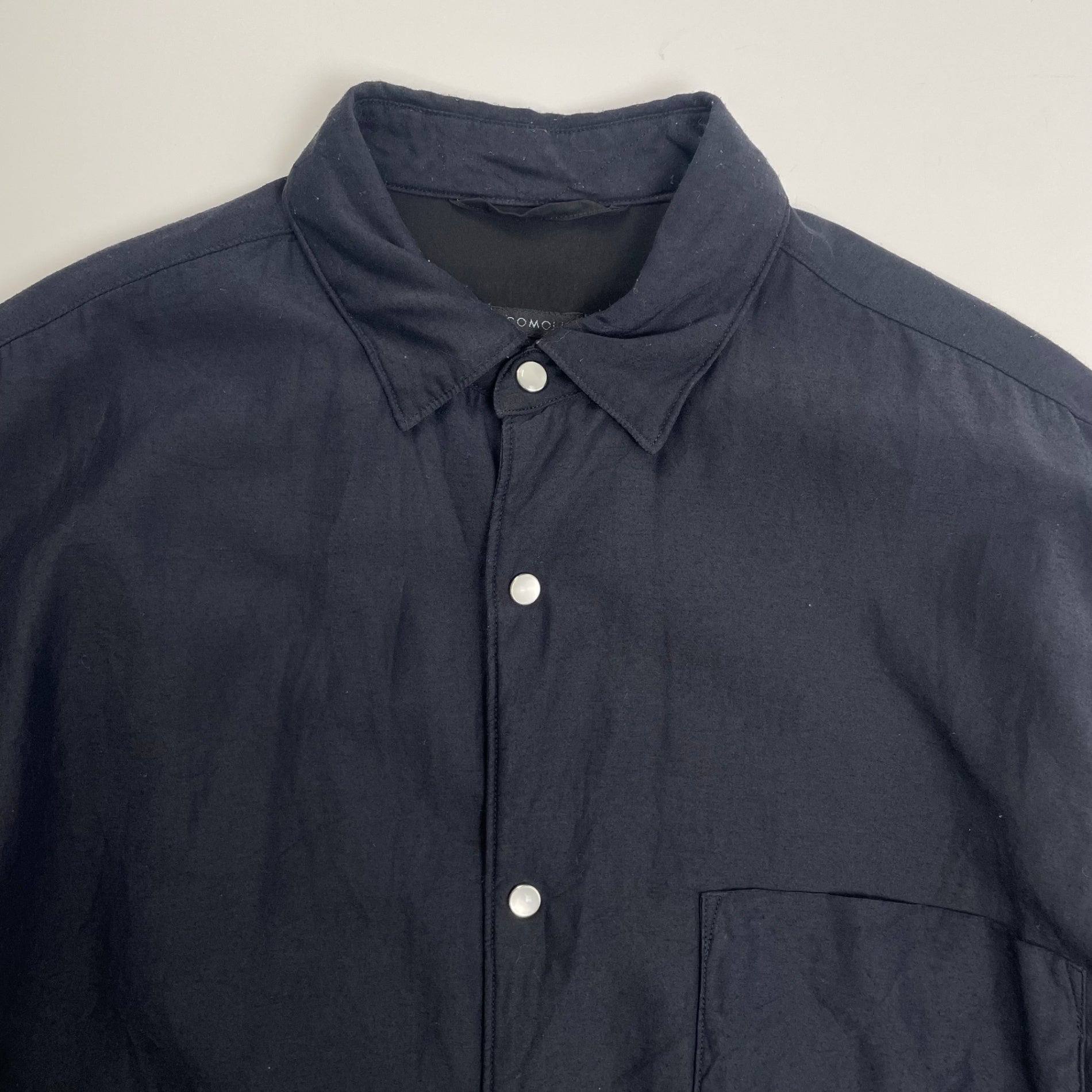 COMOLI コモリ / ナイロンシルク中綿シャツジャケット ブラック 参考定価：48,000+tax SIZE:1
