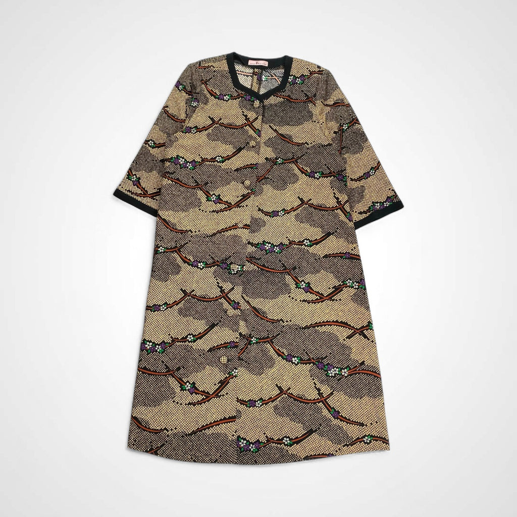 詩仙堂 SHISENDO TS COLLECTION / 金屏風絵 ノーカラーライトコート 長着 ちりめん 参考定価：40,000程度