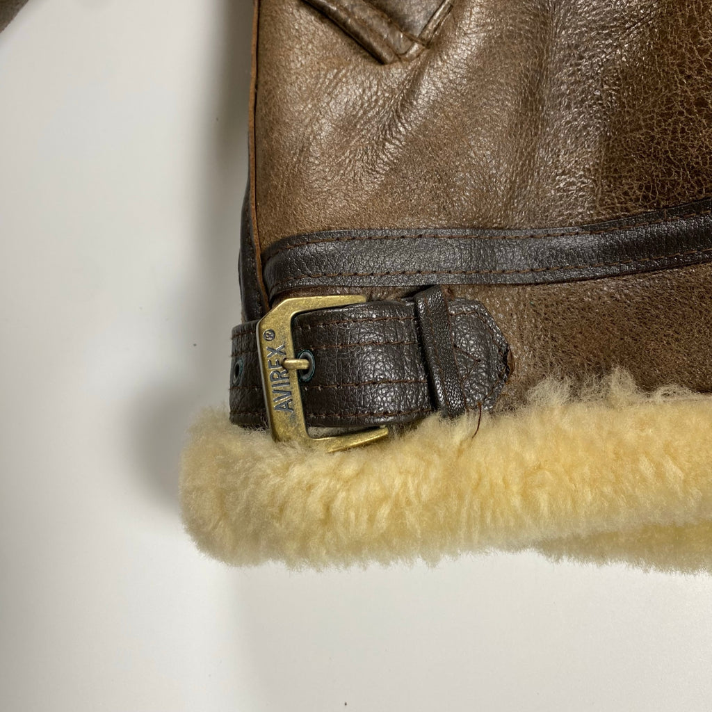 AVIREX アヴィレックス / B-3ムートンジャケット 革パッチ 78年復刻 SCOVILLジッパー 硬化なし SIZE：40