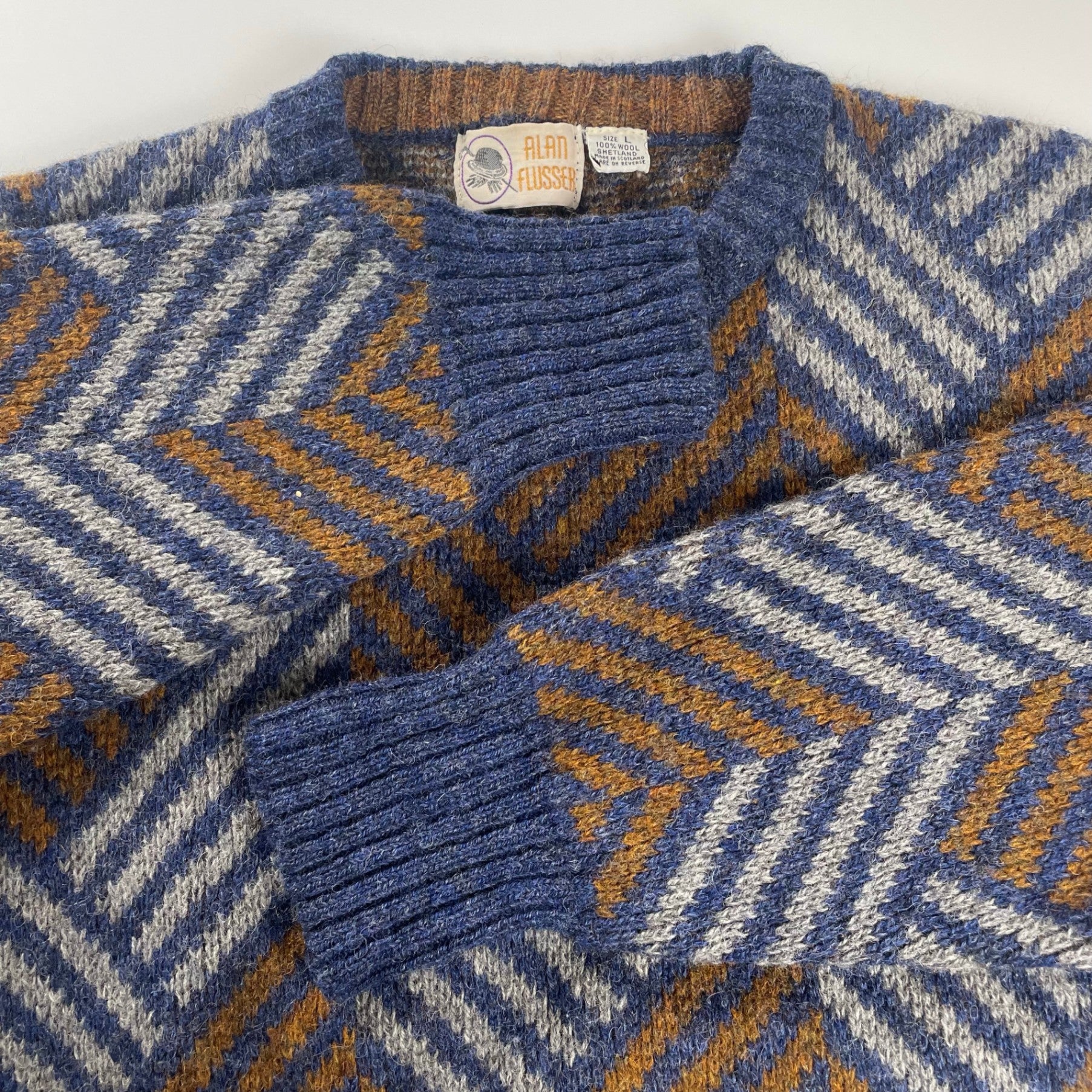 ALAN FLUSSER アランフラッサー / シェットランドウールニット MADE IN SCOTLAND SIZE:L