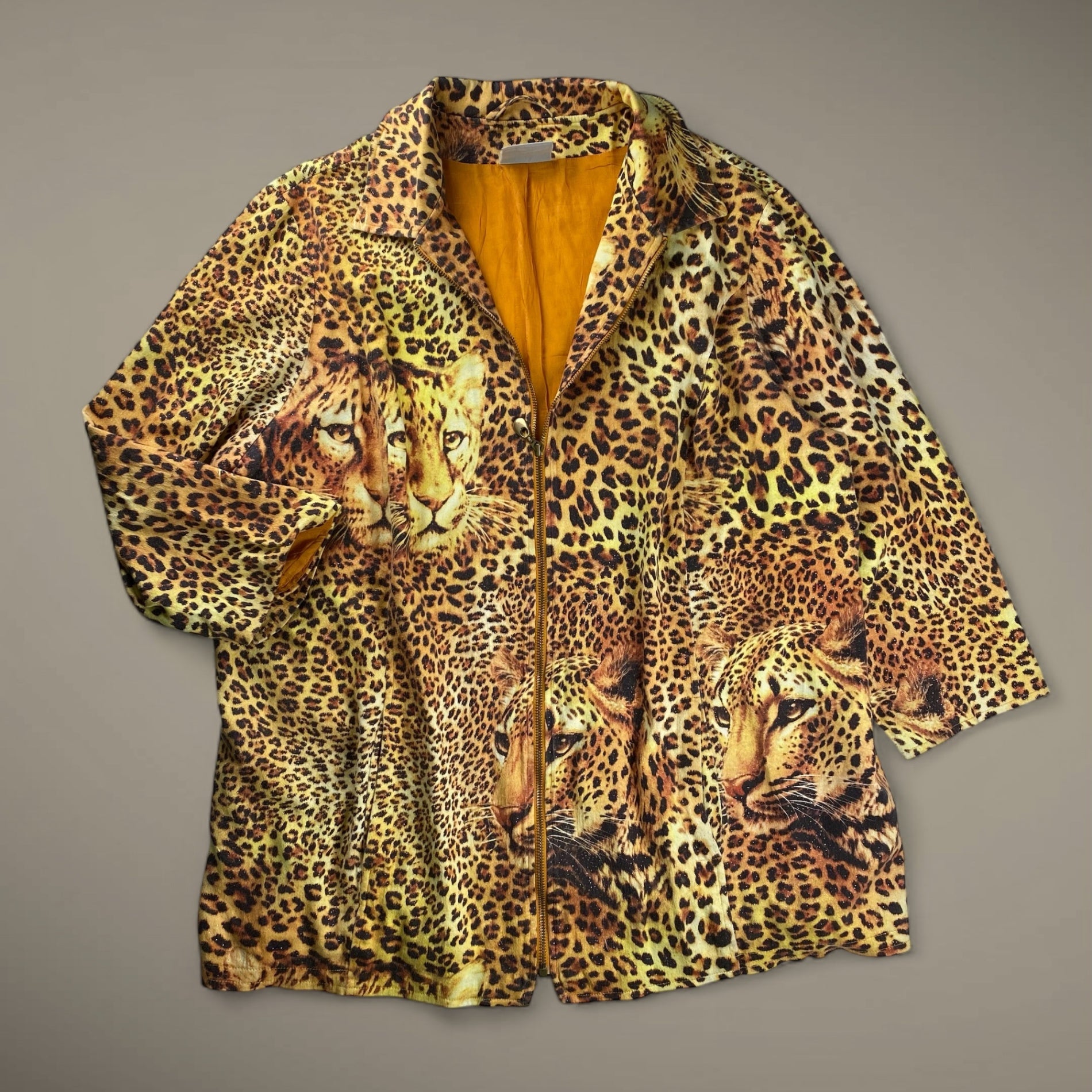 ジャーマンデザイナーズ 古着 marque noire / ヒョウ柄 ビッグシルエット ジッアップジャケット ドイツ ジャーマン SIZE：XL程度