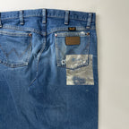 Wrangler GREEN DOOR ラングラー グリーンドア / リメイク箔押しデニムパンツ USA生地 SIZE:33×38(カットオフ)