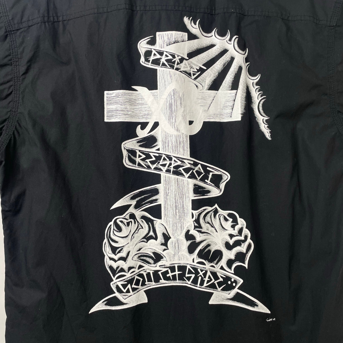 GREASER / バッククロスグラフィック 半袖ワークシャツ 参考定価：12,000程度 SIZE：XL
