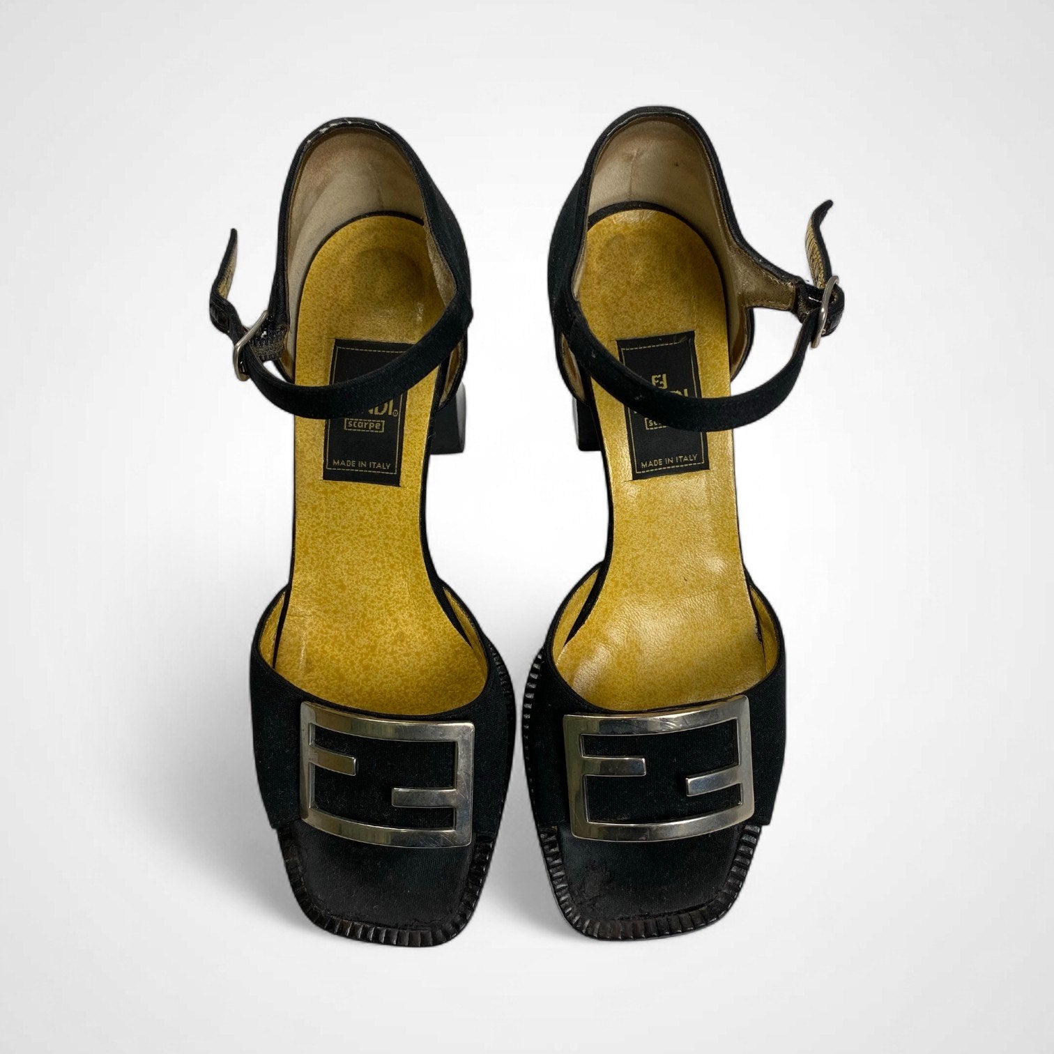 【訳アリ】 FENDI フェンディ / ズッカバックルサンダル チャンキーヒール ブラック SIZE:36(23cm程度)