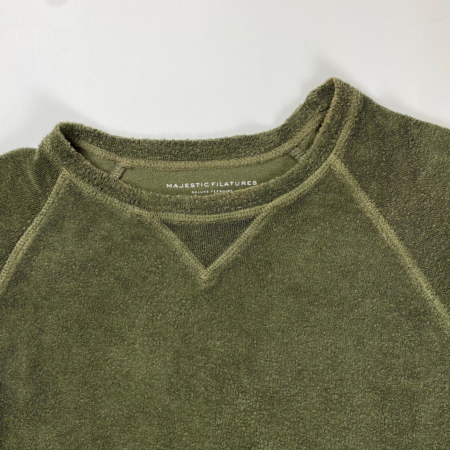 MAJESTIC FILATURES マジェスティックフィラチュール / パイルジャージーラグランTシャツ ポルトガル製 カーキ 参考定価：8,500+tax SIZE:M