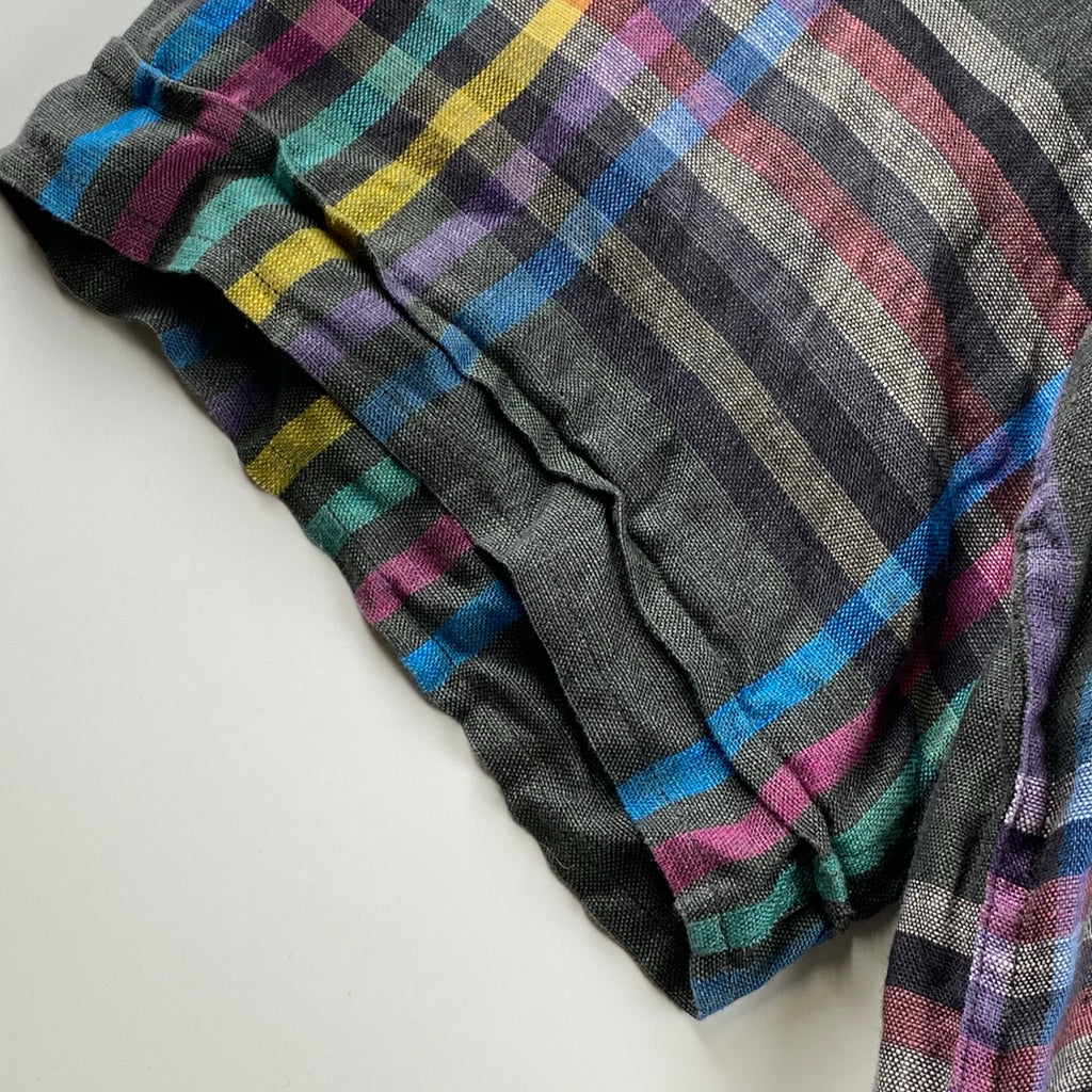 VINTAGE LANVIN PARIS ランバン パリ / リネン100％ チェック柄 ヴィンテージ シャツ MADE IN ITALY SIZE：L