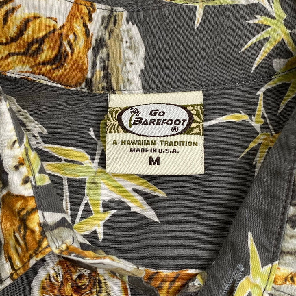 GO BAREFOOT ゴーベアフット / TIGER＆BAMBOO ALOHA アロハシャツ 虎 竹 乱痴気取扱い SIZE:M