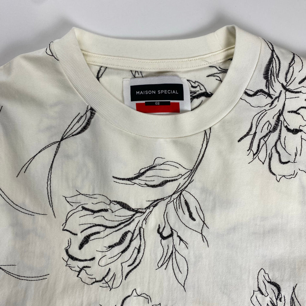MAISON SPECIAL メゾンスぺシャル / フラワー刺繍 ボタニカル Tシャツ SIZE：2