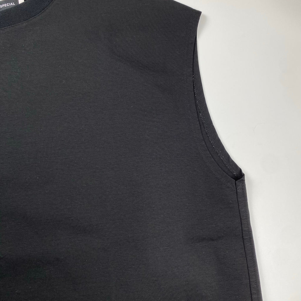 MAISON SPECIAL メゾンスぺシャル / スマッシングポンチプライムプルオーバーノースリーブ ブラック SIZE：01(L程度)