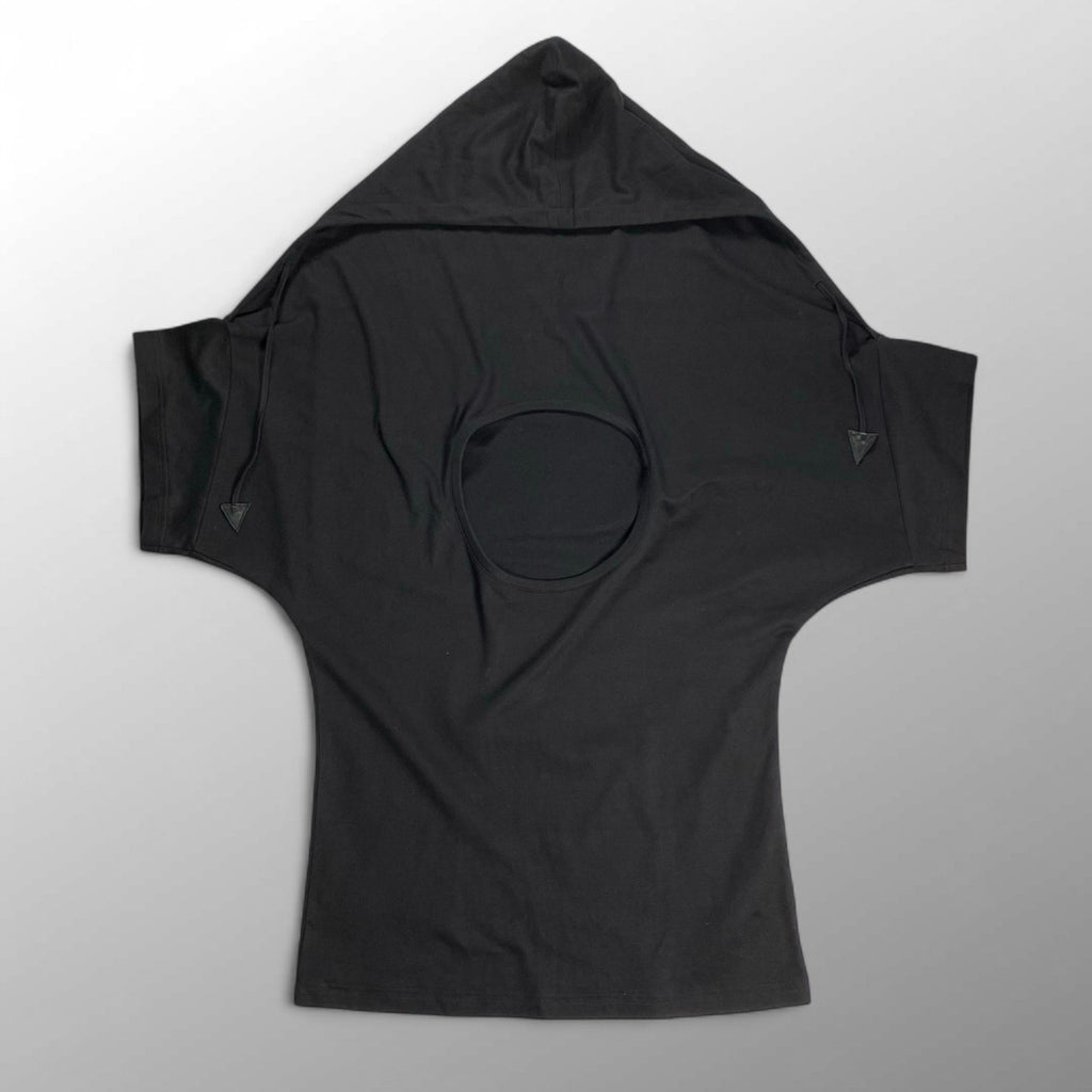 THE URBAN APPAREL / フーディTEE 半袖パーカー ブラック コットン100％