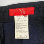 Y's ワイズ / ウール縮絨 チェック柄 2タッククロップドパンツ ネイビー×ブラック SIZE:1