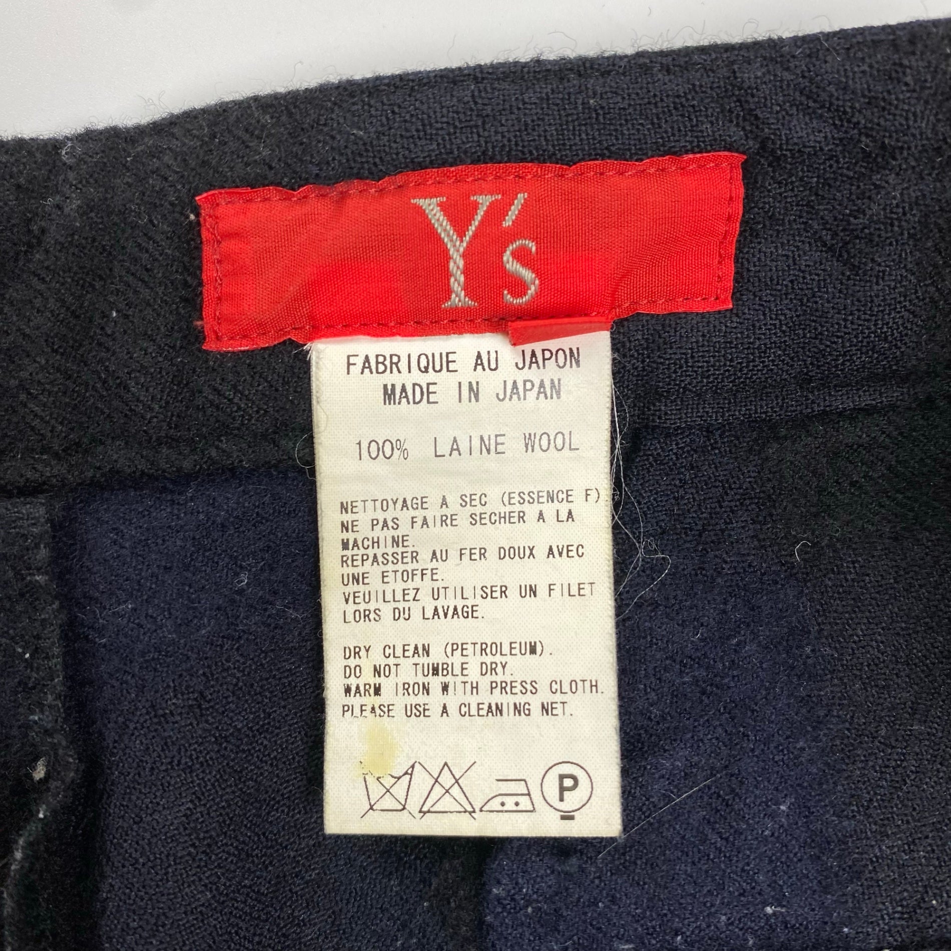 Y's ワイズ / ウール縮絨 チェック柄 2タッククロップドパンツ ネイビー×ブラック SIZE:1