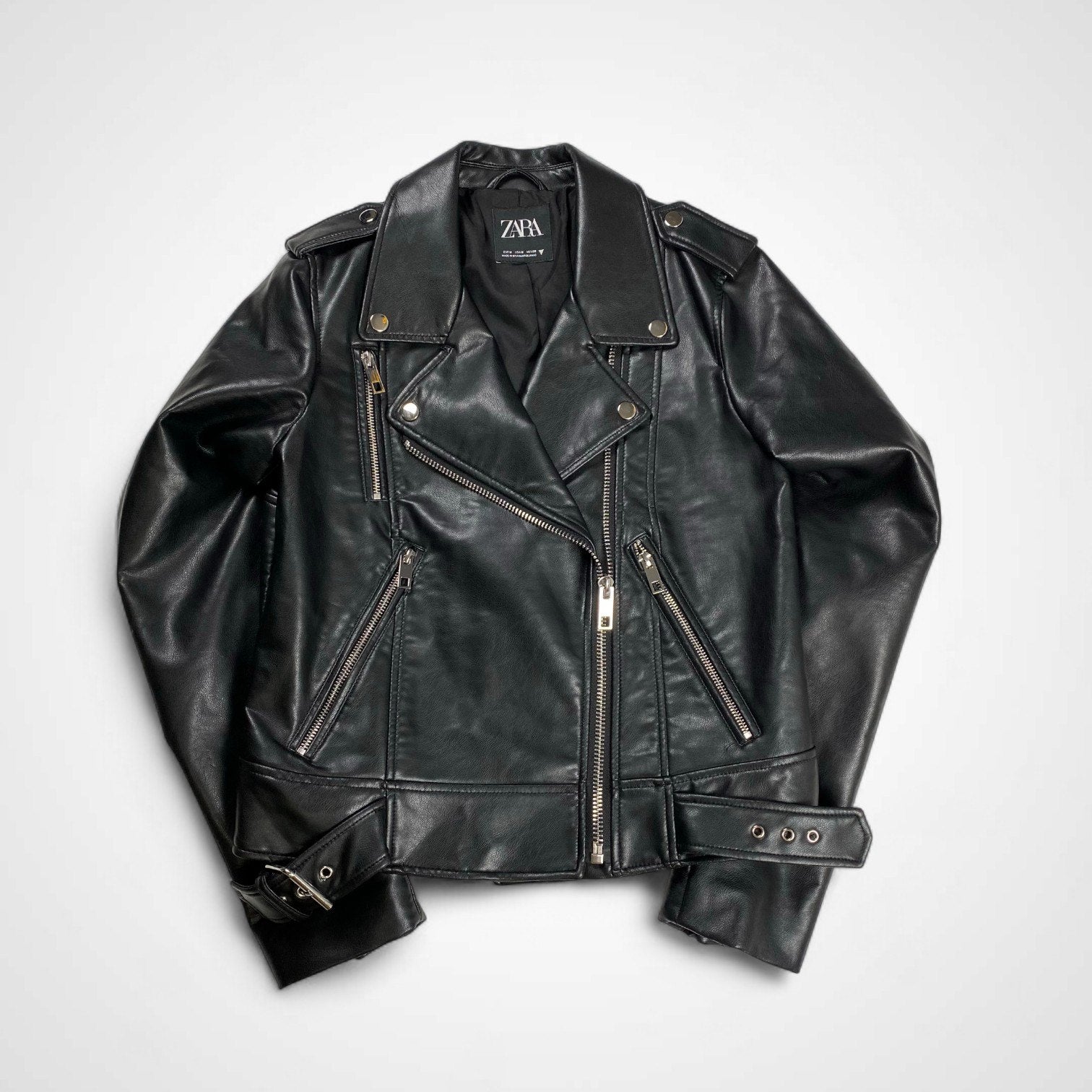 ZARA ザラ / エコレザー ライダースジャケット ブラック SIZE:M