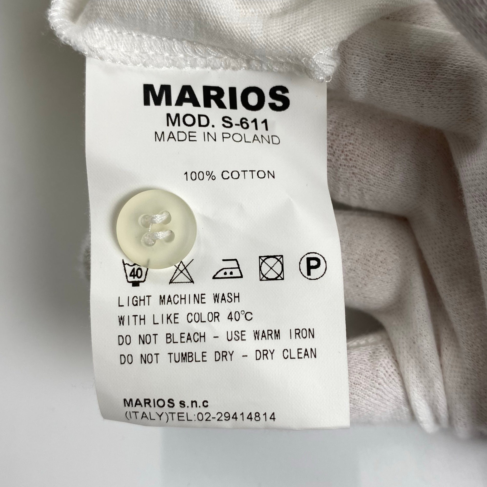 MARIOS マリオス / フロントボタン デザインカットソー 長袖 イタリアブランド SIZE:S