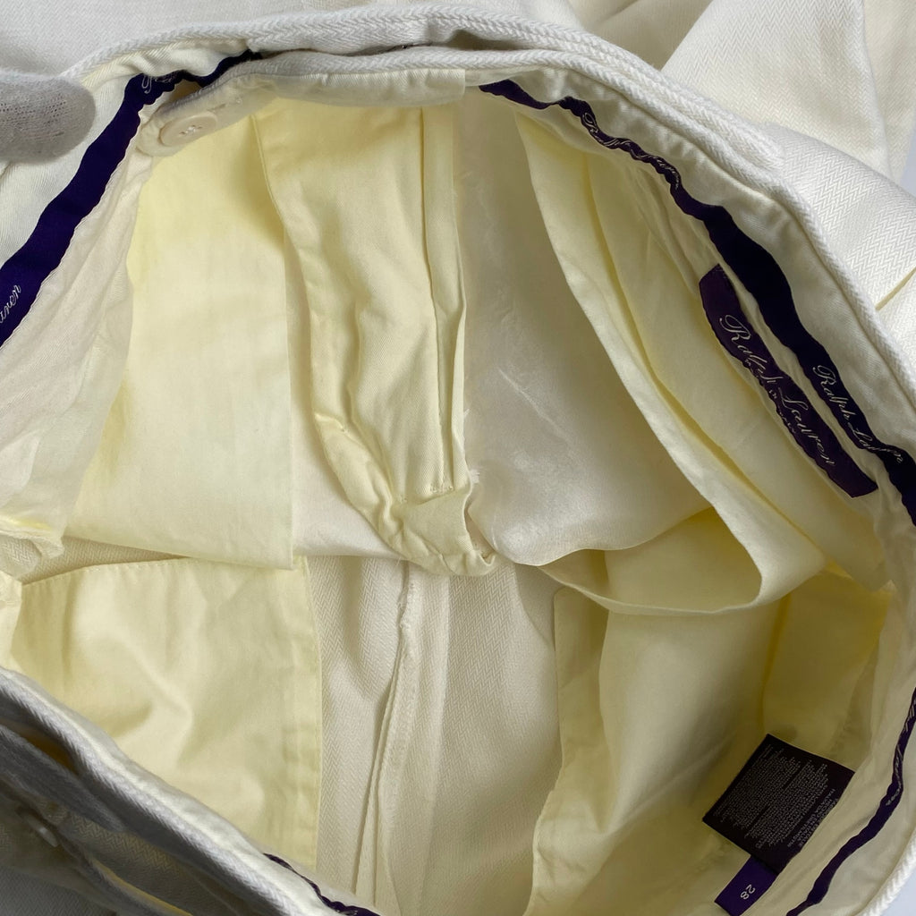 Ralph Lauren Purple Label ラルフローレン パープルレーベル / 2タック ヘリンボーン スラックス MADE IN ITALY コットン×リネン SIZE：W28