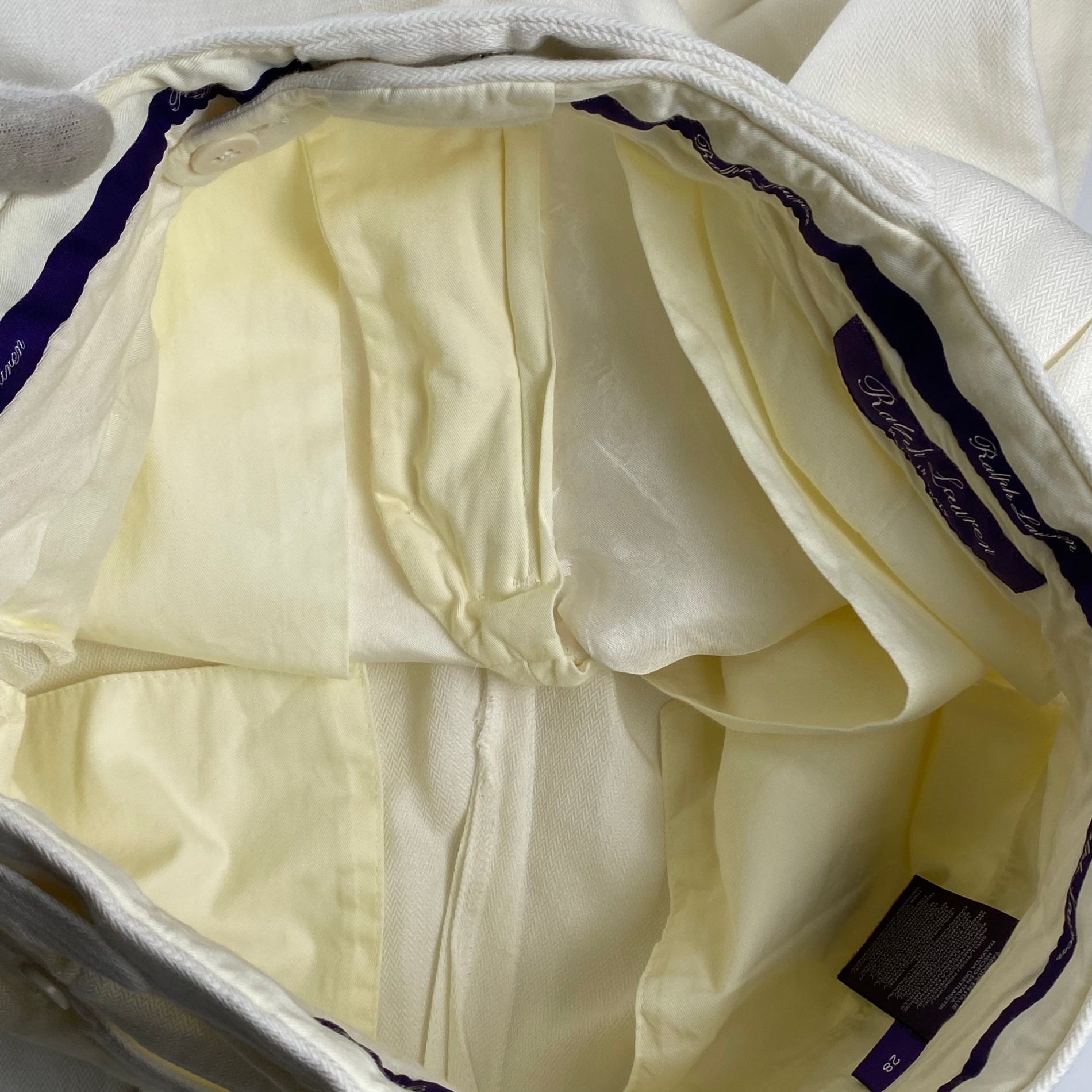 Ralph Lauren Purple Label ラルフローレン パープルレーベル / 2タック ヘリンボーン スラックス MADE IN ITALY コットン×リネン SIZE：W28