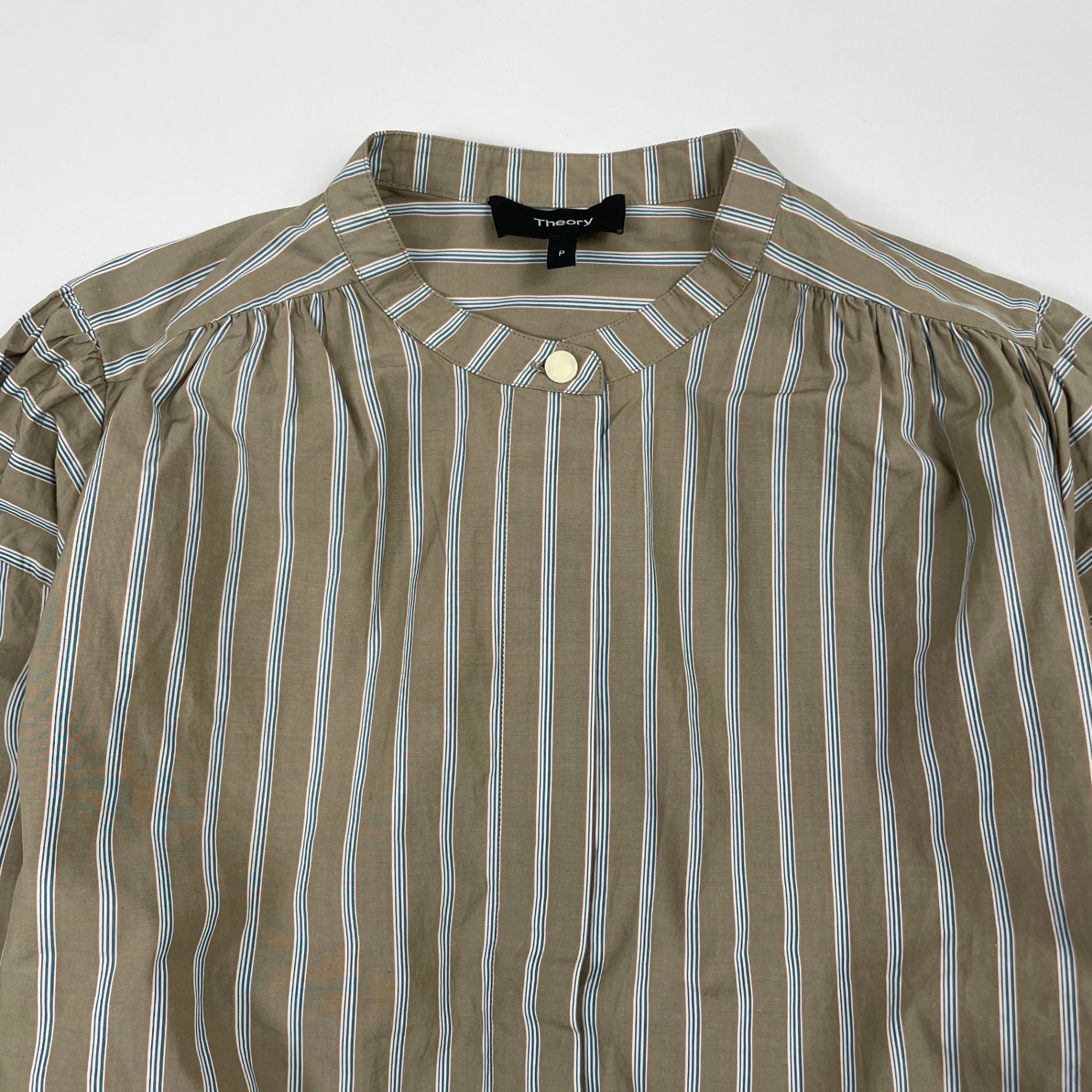 Theory セオリー / カラーレスギャザーストライプシャツ 参考定価：22,000程度 SIZE:P