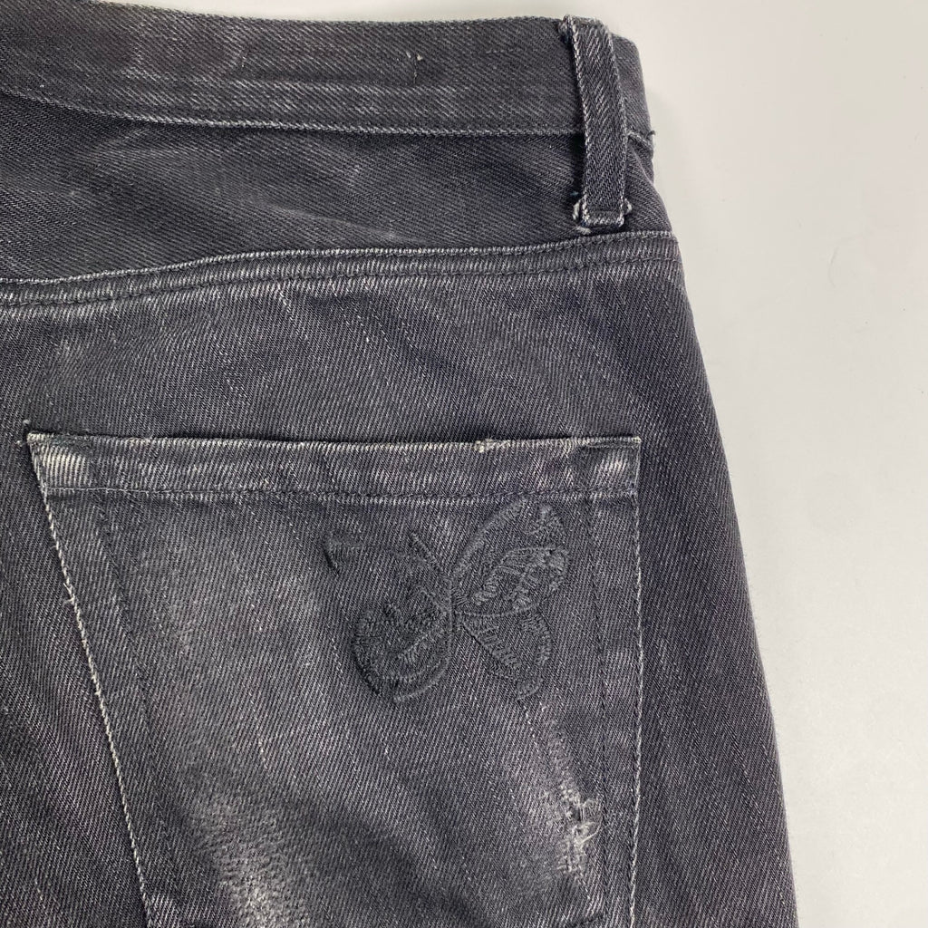 【訳アリ】 BOTTEGA VENETA ボッテガベネタ / バタフライ刺繍 デニムパンツ ブラック SIZE:46