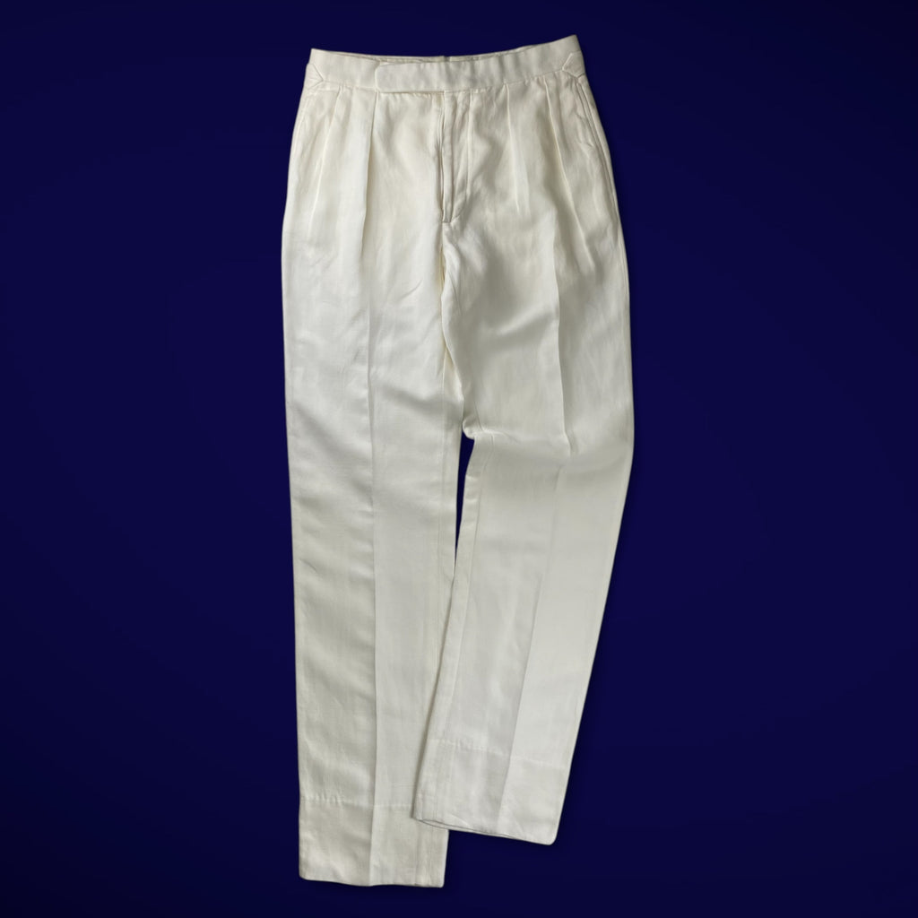 Ralph Lauren Purple Label ラルフローレン パープルレーベル / 2タック ヘリンボーン スラックス MADE IN ITALY コットン×リネン SIZE：W28