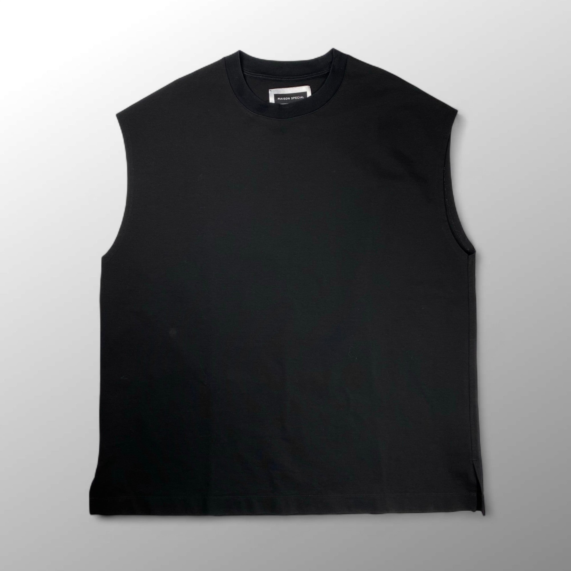 MAISON SPECIAL メゾンスぺシャル / スマッシングポンチプライムプルオーバーノースリーブ ブラック SIZE：01(L程度)