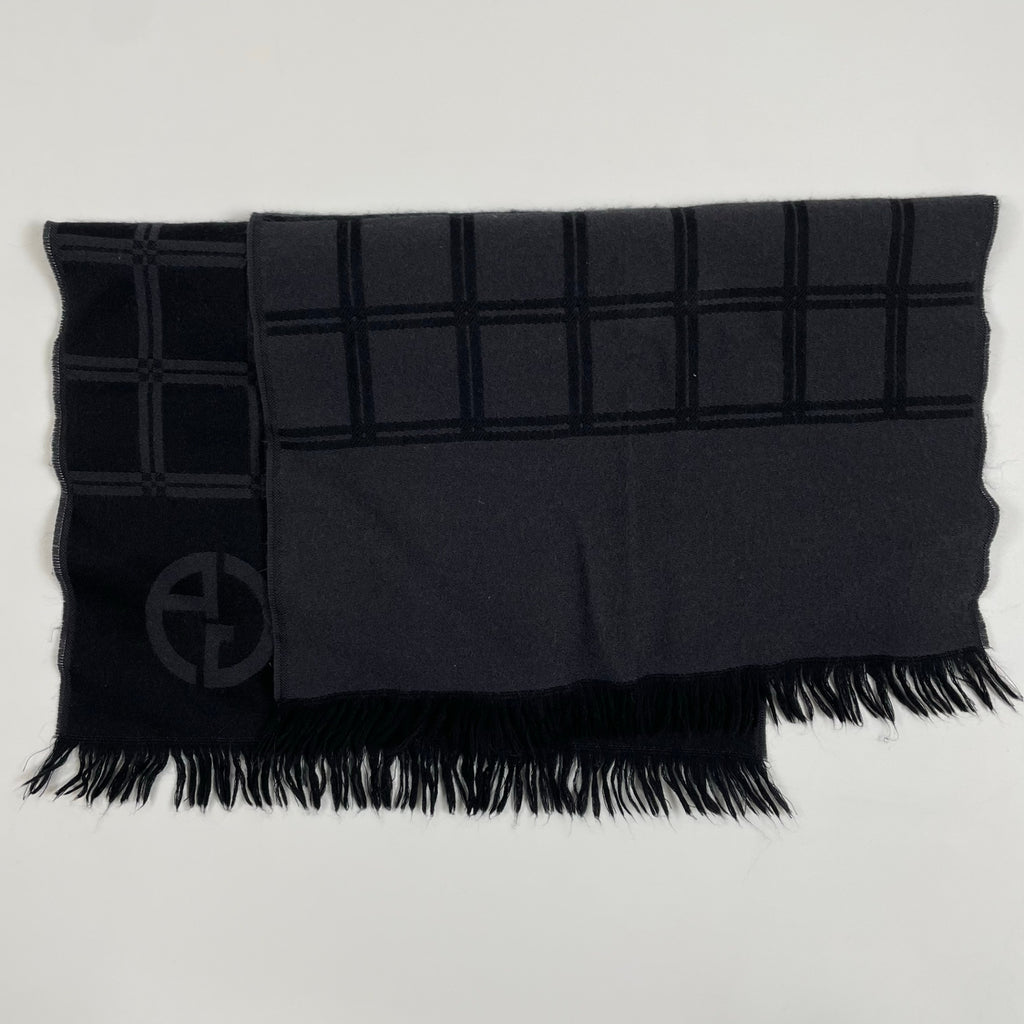 GIORGIO ARMANI ジョルジオアルマーニ / チェック柄ウールストール バイカラー 参考定価：40,000程度  SIZE:165×35.5
