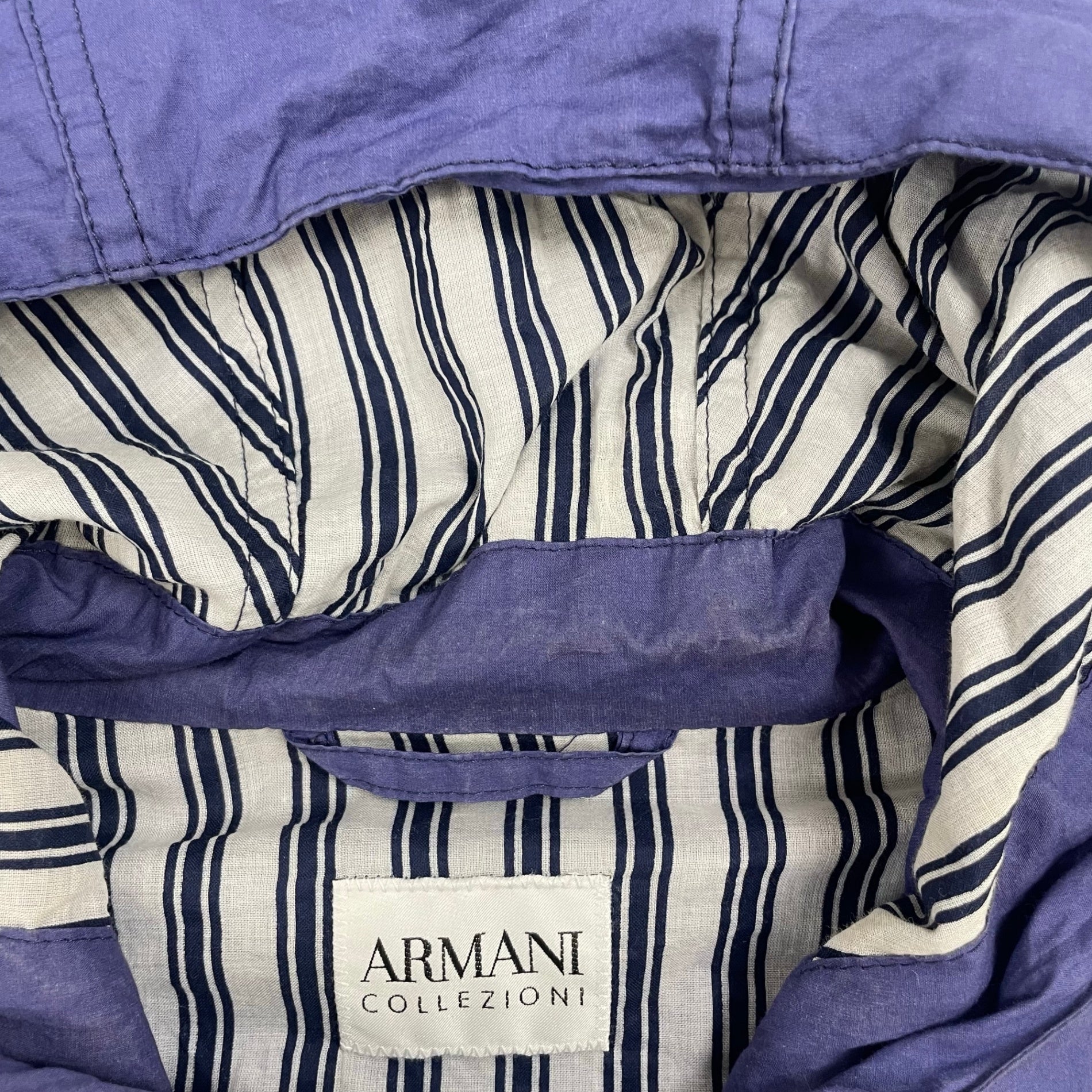 ARMANI COLLEZIONI アルマーニ コレツィオーニ / コットンフーディジャケット ブルー×ホワイト SIZE:46