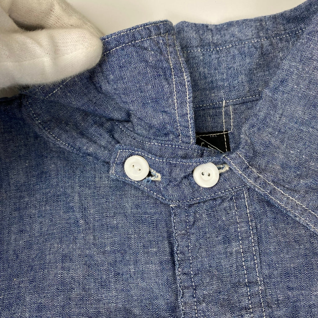 【極美品・タグ付】 POST OʼALLS ポストオーバーオールズ / POST NO.1 SHIRT classic chambray  チンストラップ ギャザー 参考定価：29,000+tax