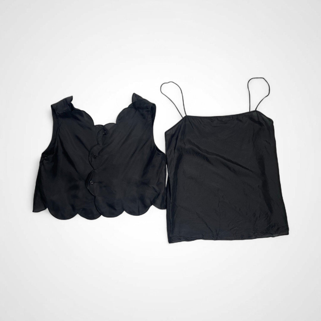 DES PRES デ プレ / シルクハブタエ スカラップブラウス 参考定価：36,000+tax SIZE：FREE