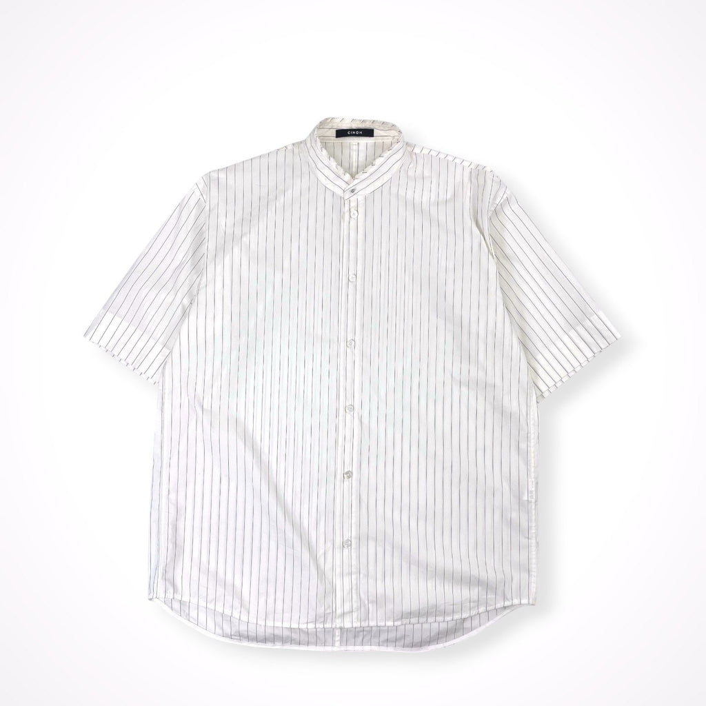 CINOH / ストライプバンドカラーシャツ 参考定価：34,000程度 SIZE:46