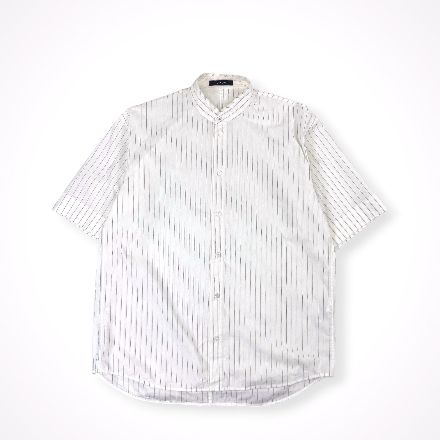 CINOH / ストライプバンドカラーシャツ 参考定価：34,000程度 SIZE:46