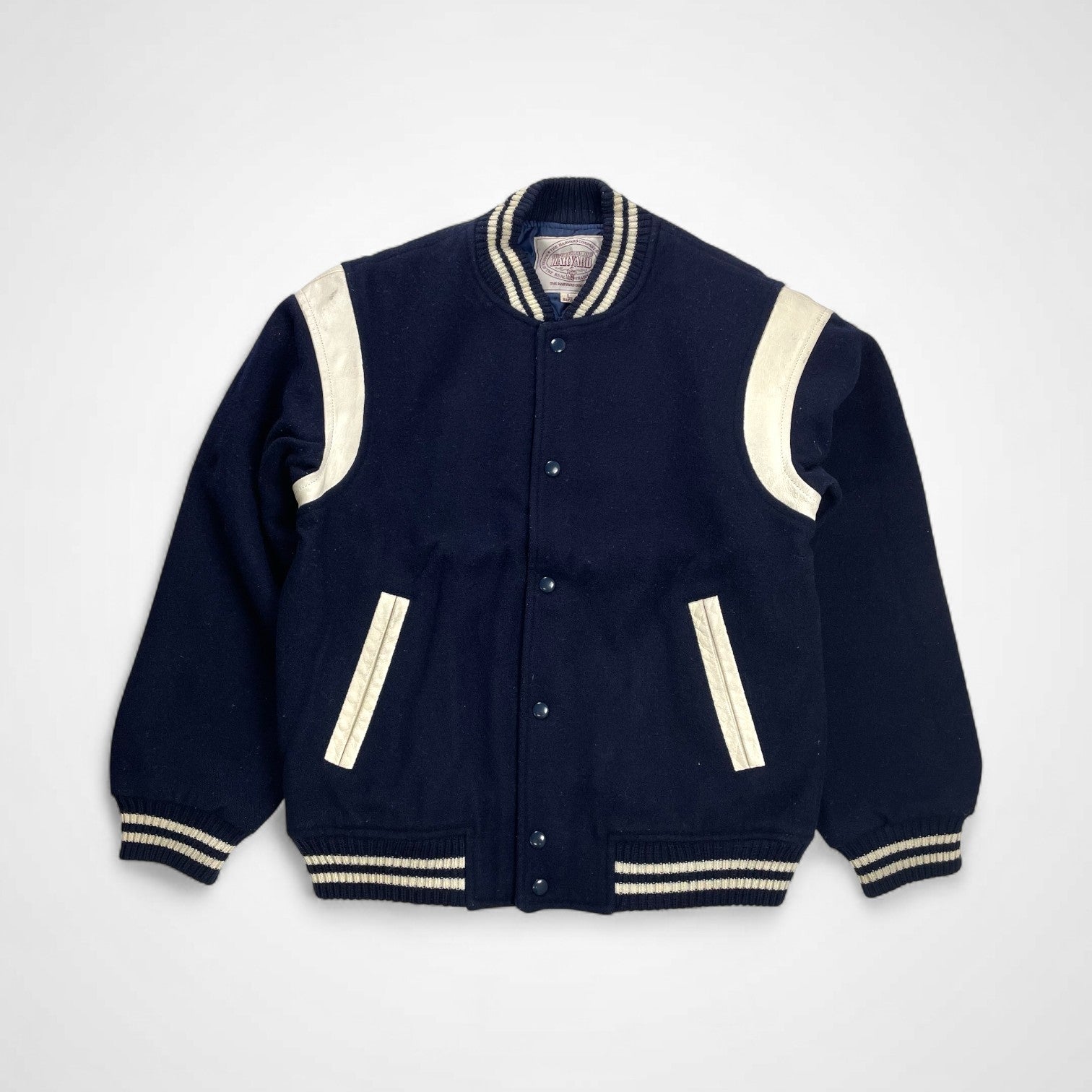90s HARVARD ハーバード / 希少無地 アワードジャケット スタジャン アイビーリーグ SIZE：L