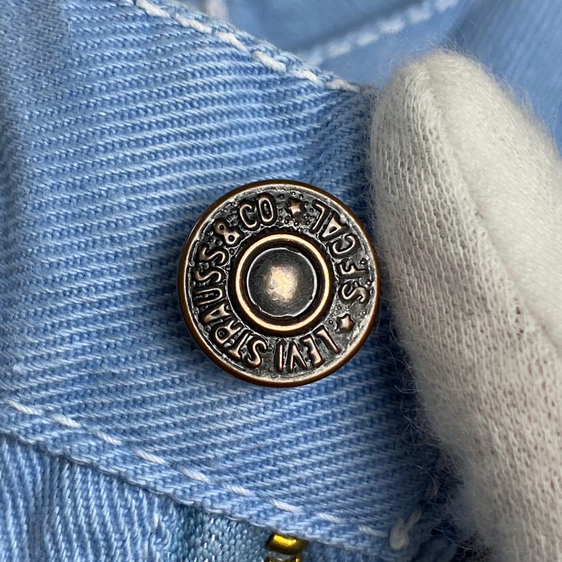 推定60年代 Levi's リーバイス / コットンツイル パンツ 白タブBIG E 片ツメIDEAL ボタン裏点々刻印 ブルー SIZE:W84cm