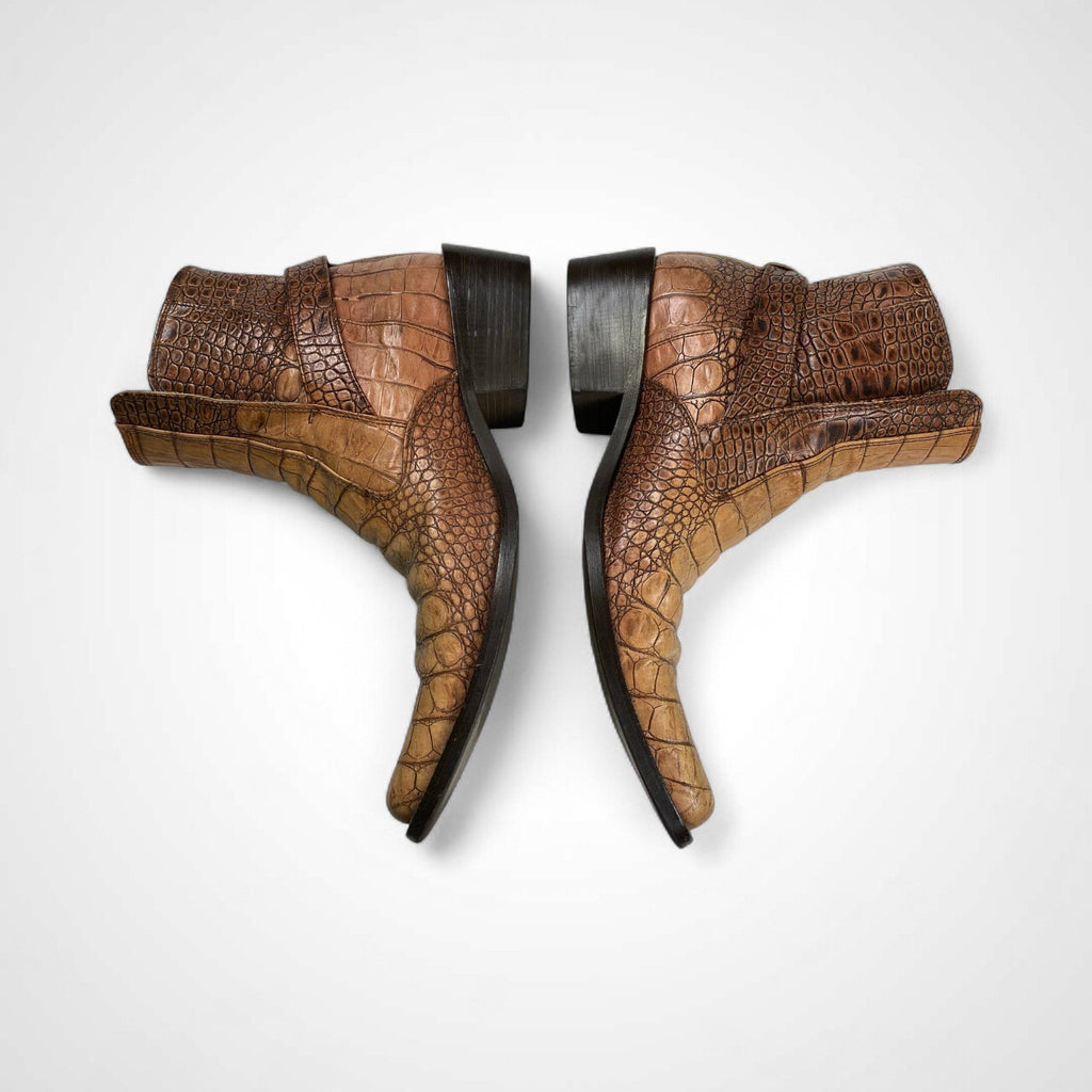 TORNADO MART トルネードマート / クロコ型押し レザーブーツ ブラウン SIZE:S(25-25.5cm程度)