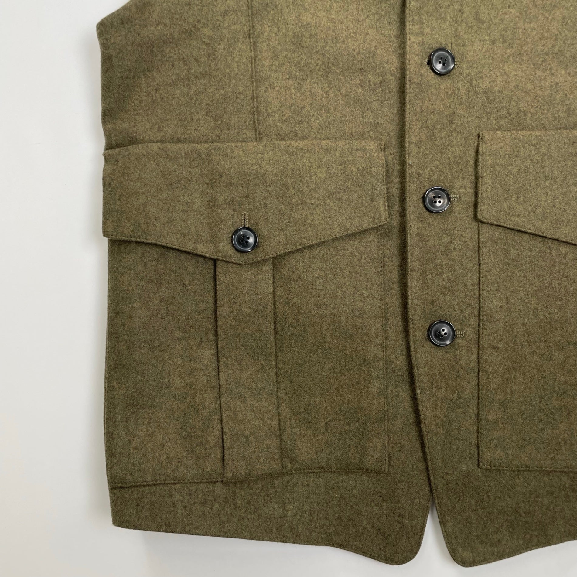 UMIT BENAN ウミットベナン / 強縮ウールサファリベスト カーキ イタリア製 参考定価：50,000程度 SIZE：46