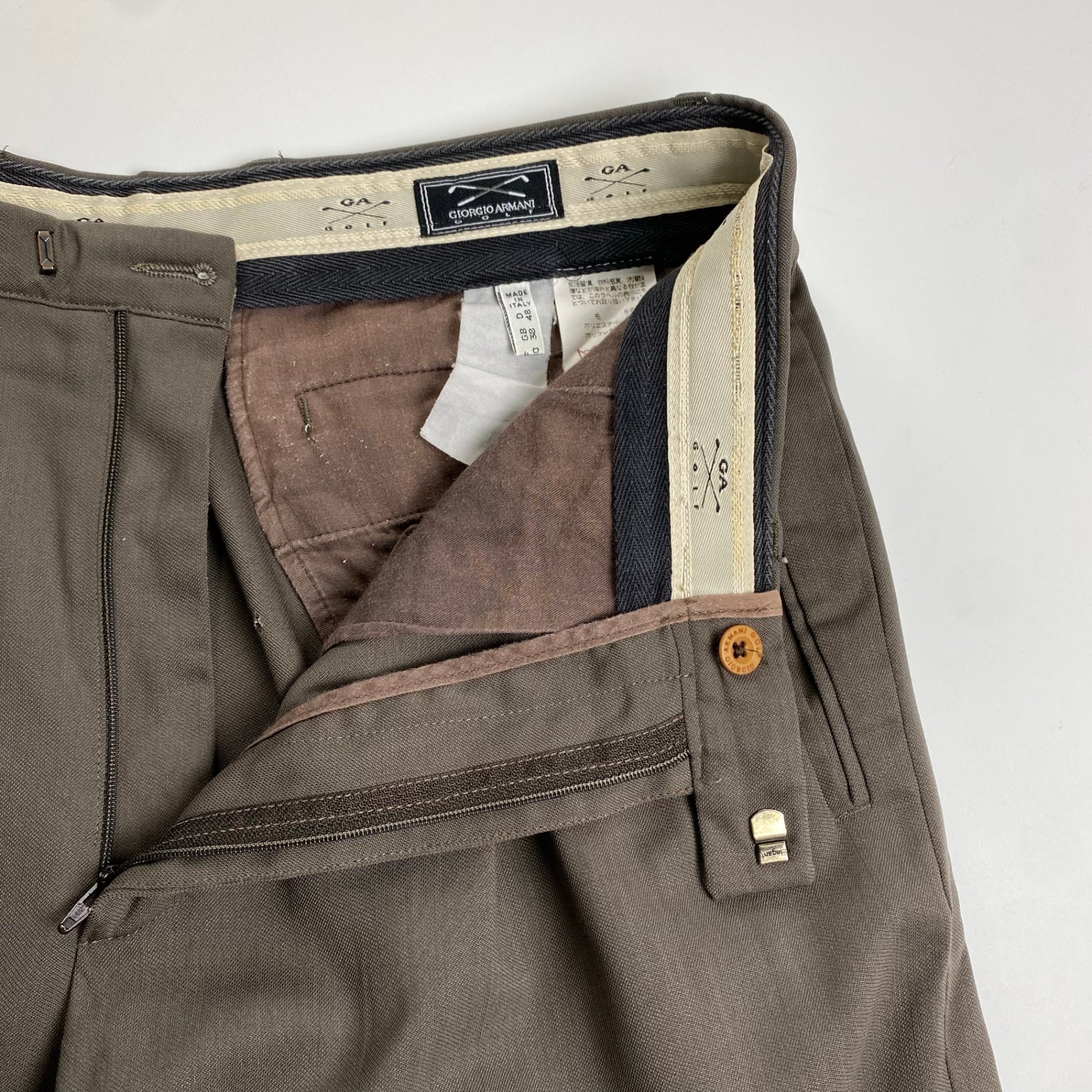 GIORGIO ARMANI GOLF ジョルジオアルマーニ ゴルフ / ヴィンテージ 2タックスラックス ブラウン SIZE:L程度