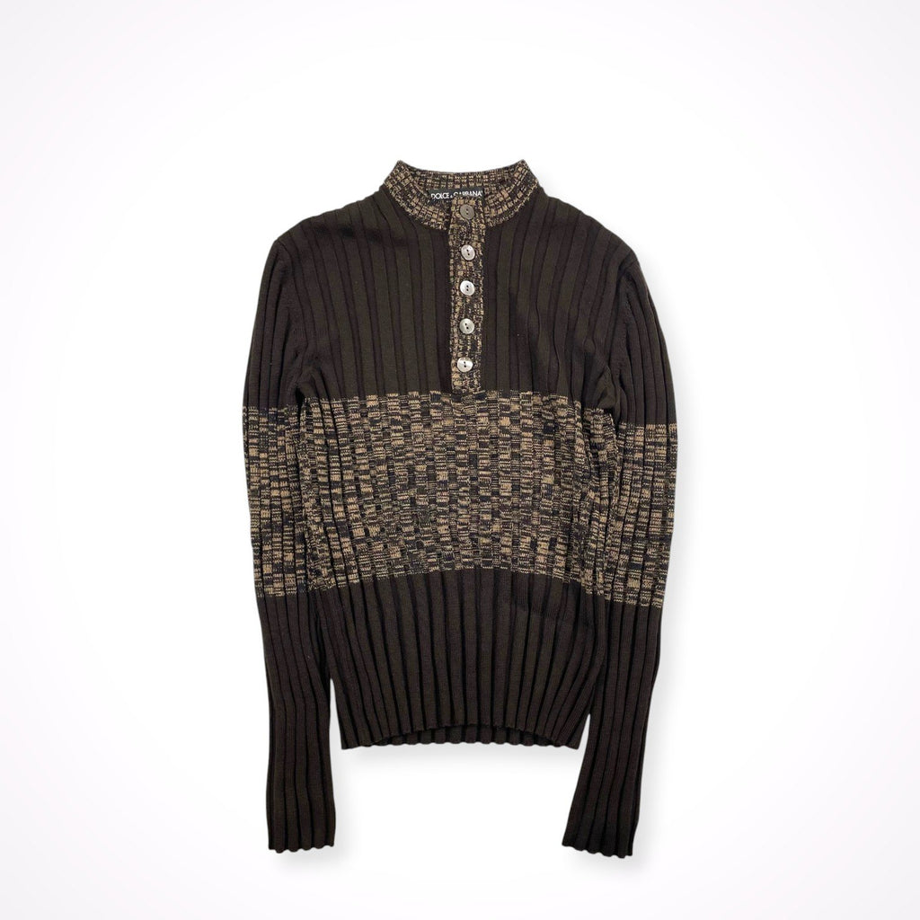 DOLCE&GABBANA / ヴァージンウール ヘンリーネックリブニット  SIZE:50