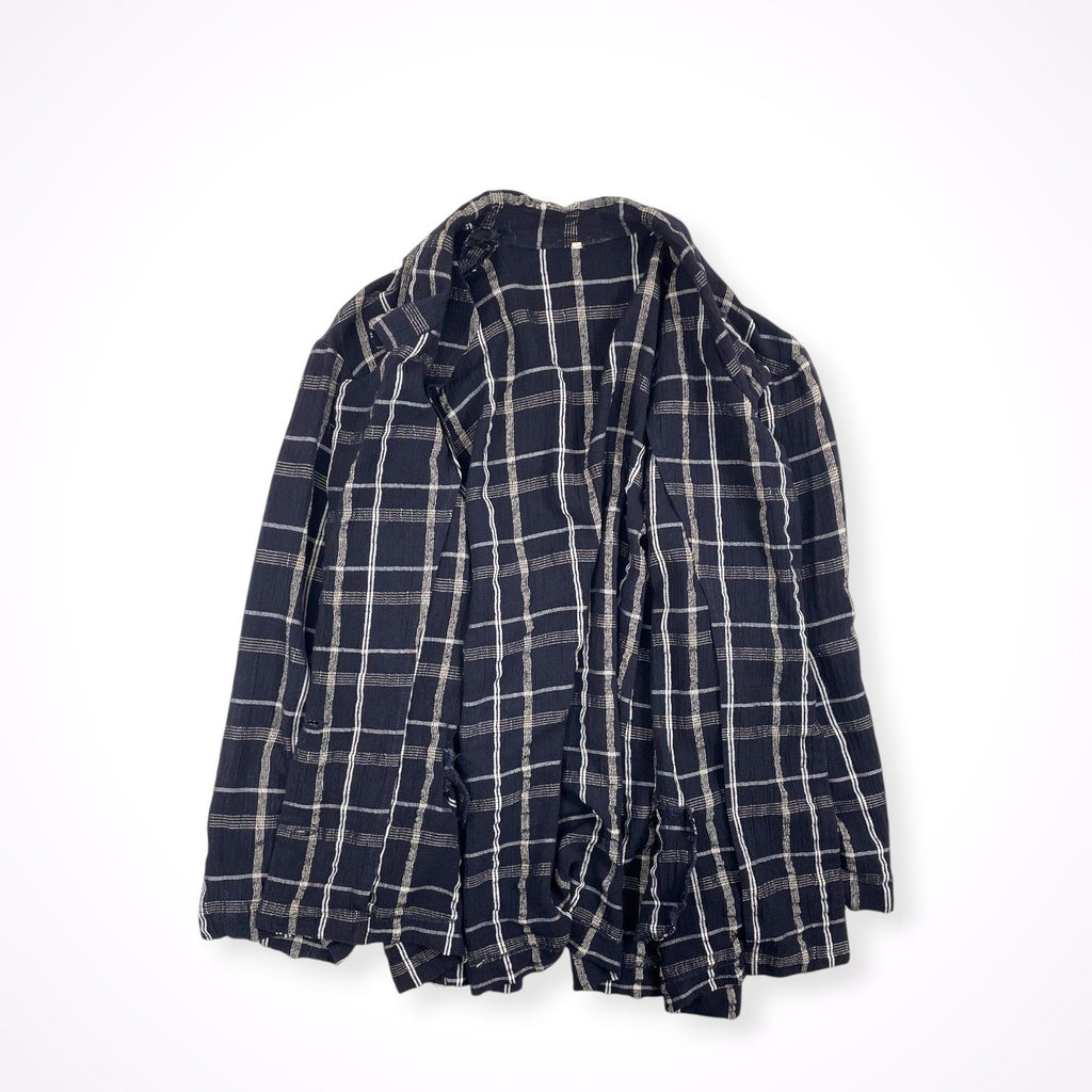 EURO VINTAGE / リンクルチェックジャケット ネイビー SIZE:S