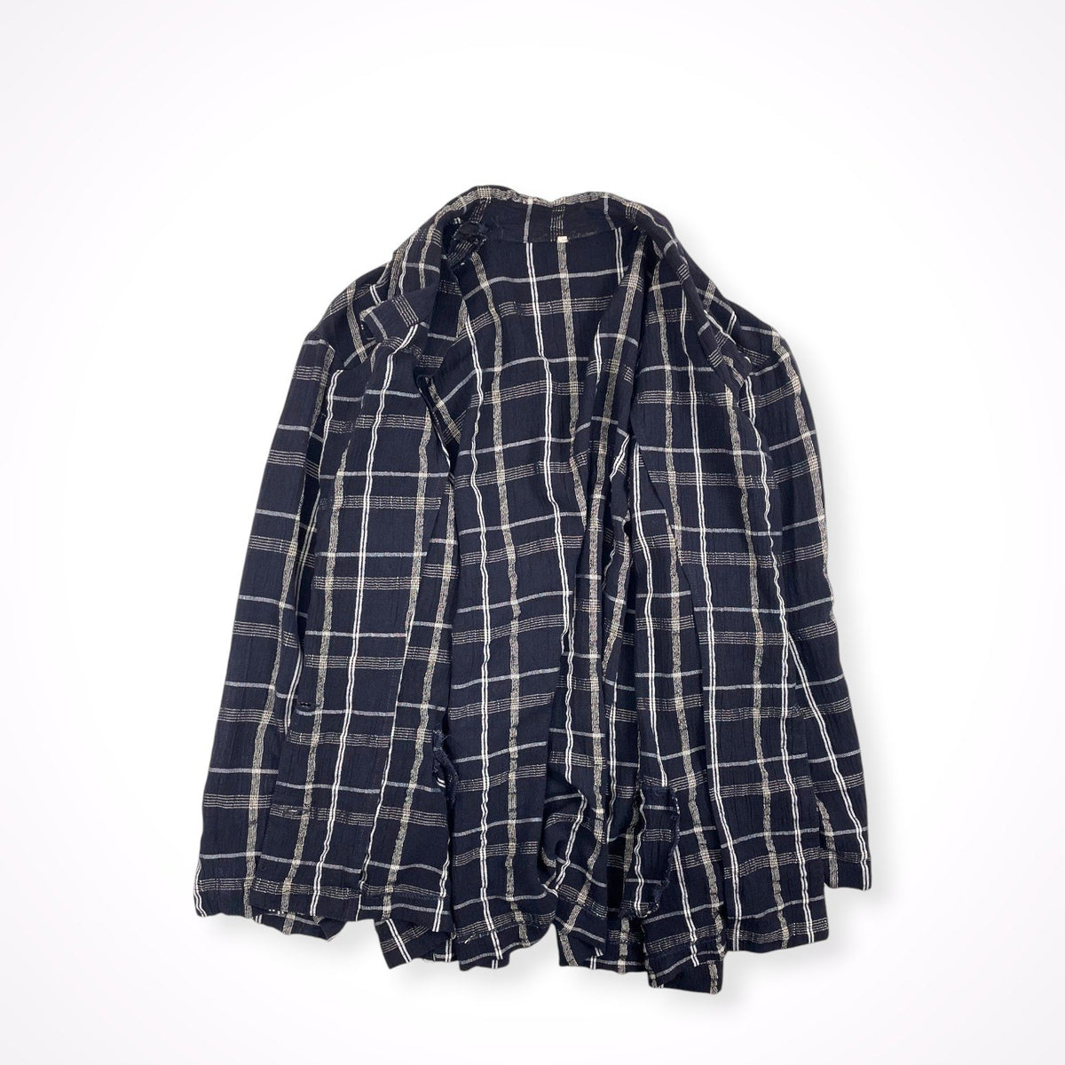 EURO VINTAGE / リンクルチェックジャケット ネイビー SIZE:S